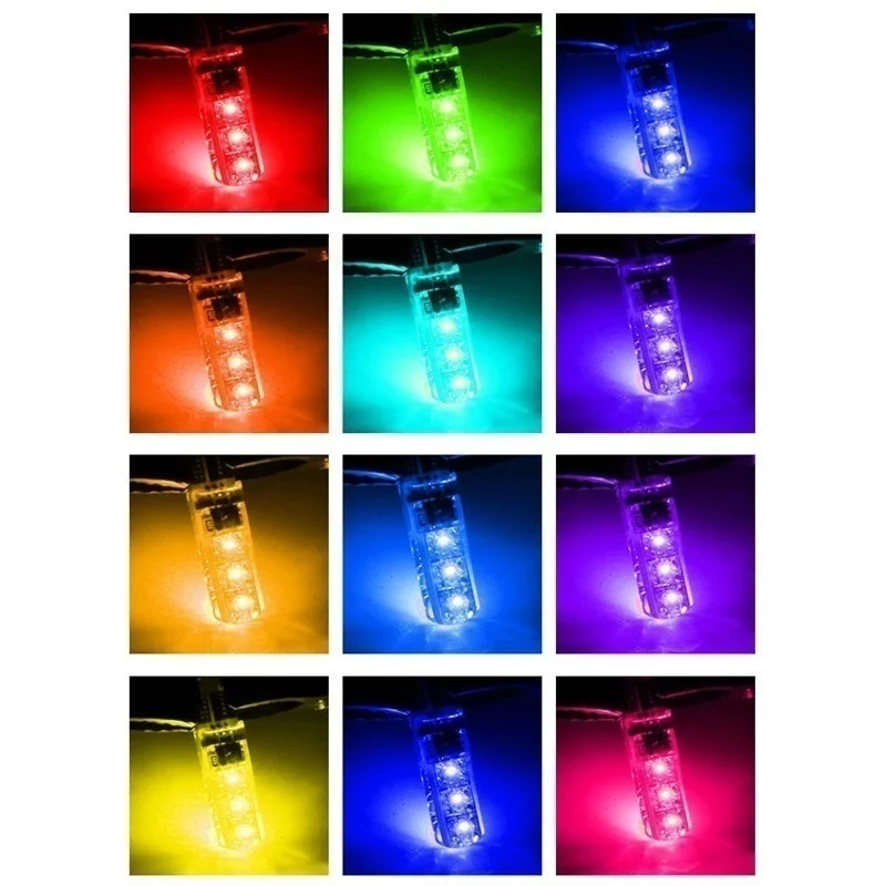 2 шт. 12 В T10 светодиодный светильник Автомобильный RGB с пультом дистанционного