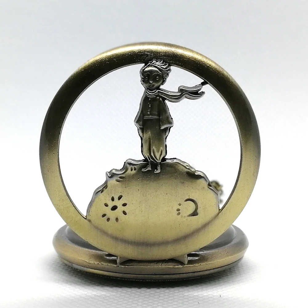 Модные кварцевые карманные часы с полым золотым циферблатом Маленького принца