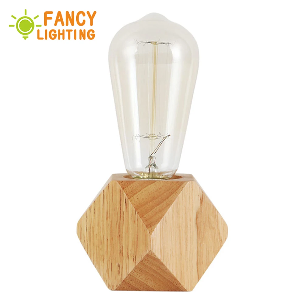 Современная настольная лампа E27 деревянный с вилкой европейского стандарта