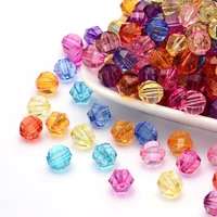 1500pcs transparent acrylic beads faceted round mixed color 8mm in diameter
