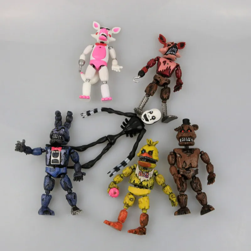 6 шт./компл. FNAF Фредди Фигурки Nendoroid 15 см ПВХ блок пять ночей у Фредди Аниме Фигурки игрушки