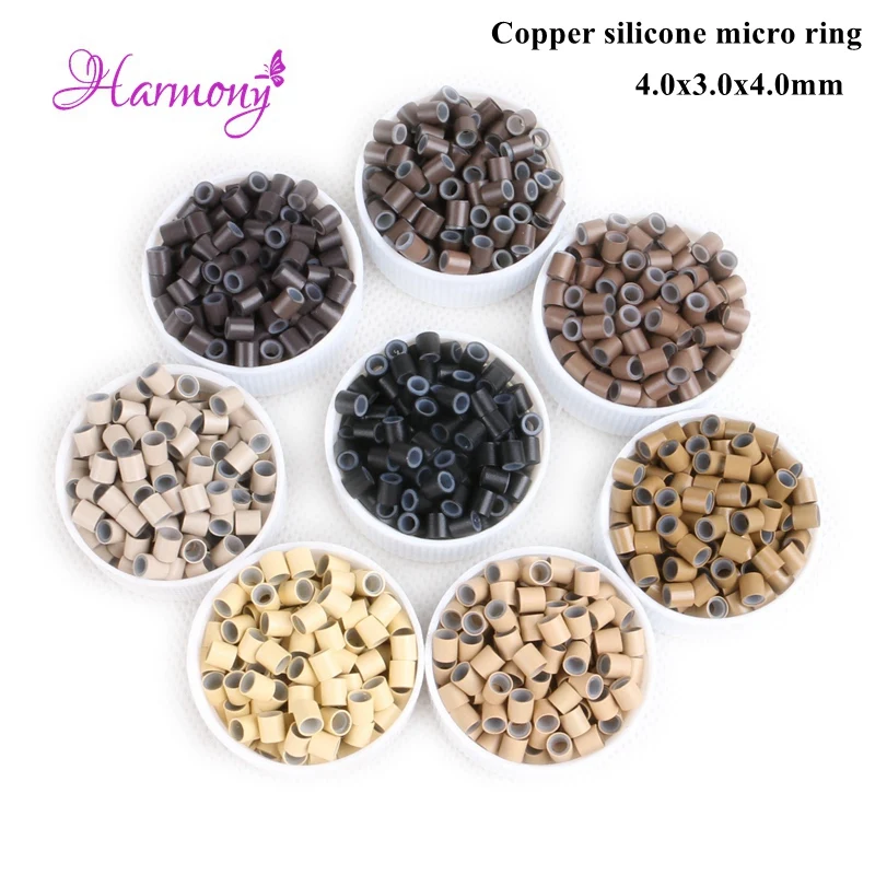 Harmony Plus Hair 1000 шт. 4 0*3 0*4 0 мм медные силиконовые бусины для наращивания волос|micro