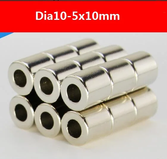 20 шт. неодимовые кольцевые магниты Dia10-dia5x10mm N35 Сильные кольца NdFeB редкоземельный магнит ремесло маленькое круглое кольцо с отверстием