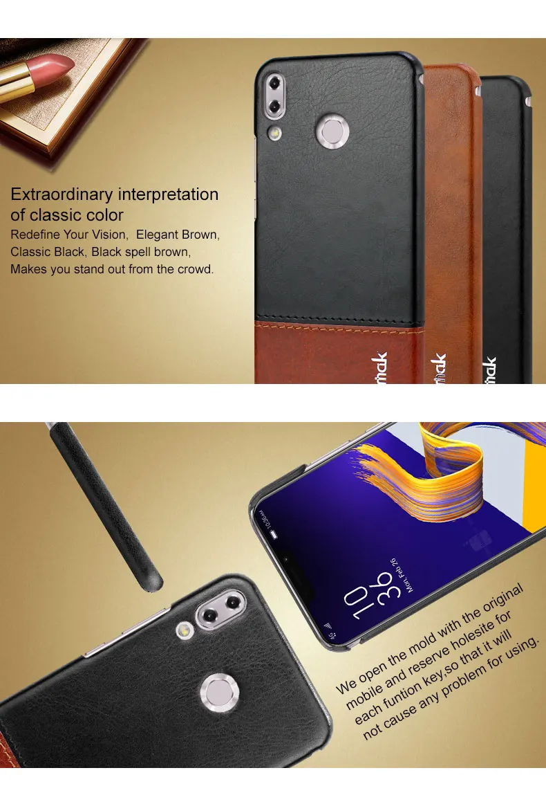 IMAK Ruiyi серия Роскошная кожа из искусственной кожи чехол для Asus Zenfone 5(ZE620KL)/5Z(ZS620KL) твердый PC задняя крышка чехол Качество s