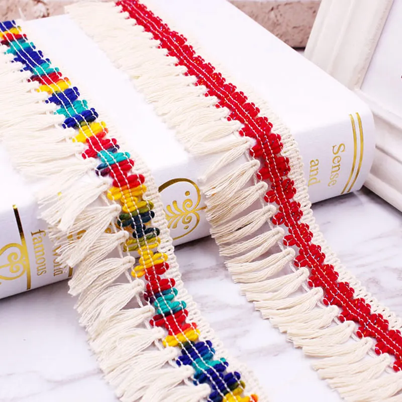 Savica 3y/lot 5cm Cotton Thread Tassel Lace Ribbon Trim Fringe Fabric Apparel Sewing Crafts DIY Decor Materials LX192 | Дом и сад