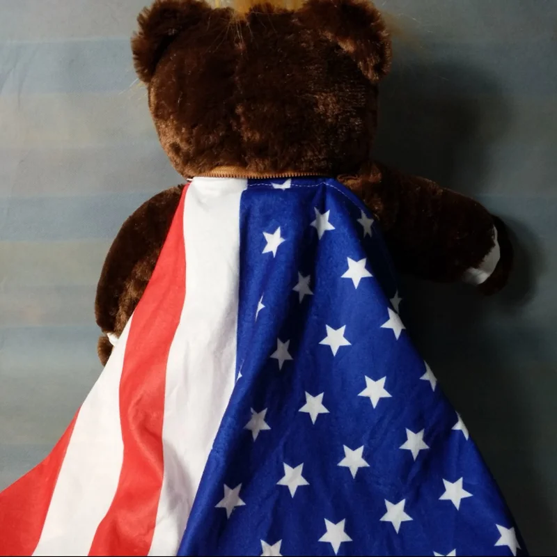 Плюшевый мишка Дональд Трамп с флагом США 60 см игрушки-одеяла крутой ТВ президент