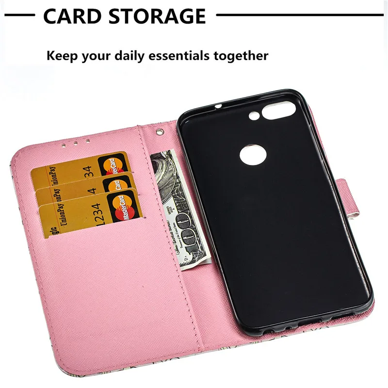 Для Huawei P Smart Case PSmart чехол флип-чехол для телефона из искусственной кожи FIG-L31 FIG-LA1