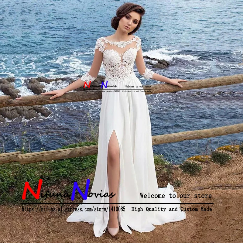 Robe de Mariage Дешевые пляжное свадебное платье 2019 сексуальные кружевные из ткани