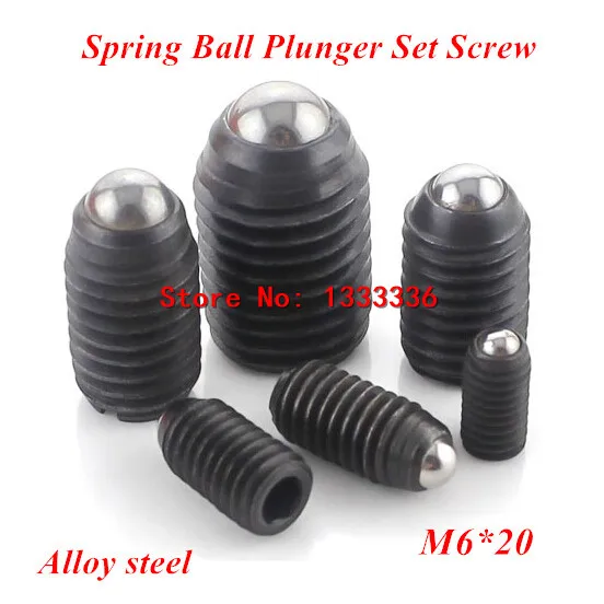 

20pcs M6*20 Hex Socket Spring Ball Plunger Set Screw, 6mm wave beads positioning marbles tight screws Alloy steel 12.9 grade