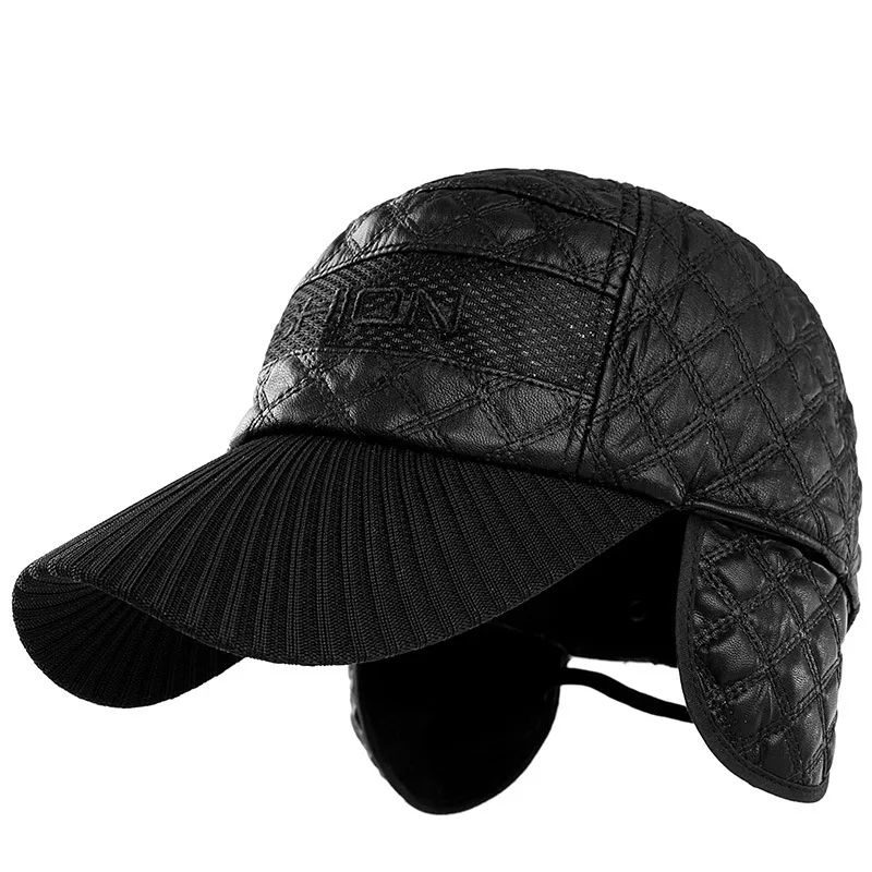 Зимняя мужская кепка s Snapback, теплая бейсбольная Кепка из искусственной кожи с вышитыми буквами, уличная зимняя мужская Кепка с защитой ушей, шапка gorras
