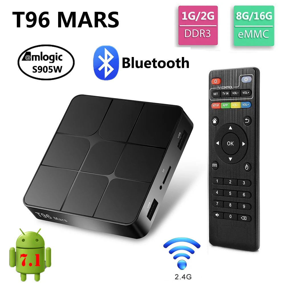 ТВ приставка T96 MARS Android 7 1 2 + 16 ГБ Amlogic S905W 4 ГГц Wi Fi Bluetooth|ТВ-приставки и медиаплееры| |