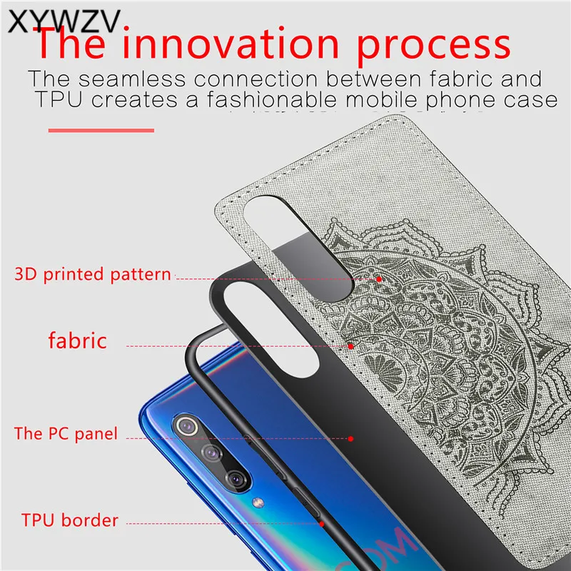 Xiaomi Mi 9 Case Shockproof Soft TPU Silicone Cloth Texture Hard PC Phone For Back Cover Fundas |