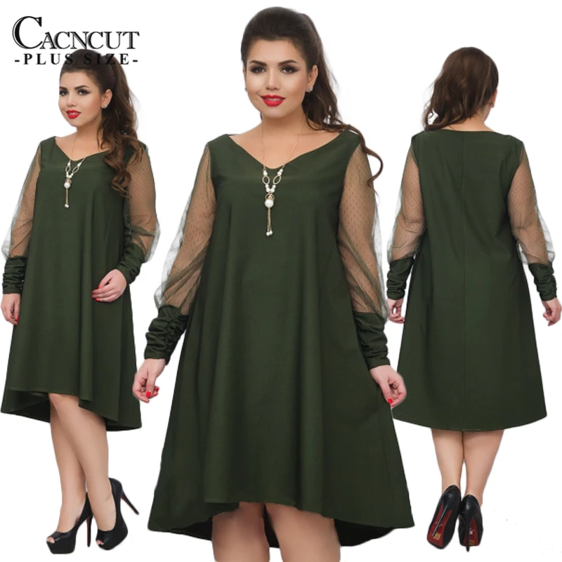COCOEPPS 5XL 6XL свободное одноцветное женское платье с длинным рукавом больших размеров платья размера плюс Повседневные платья одежда больших размеров