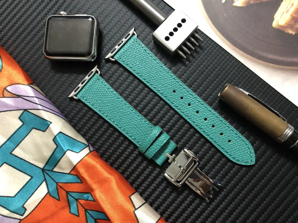 Высококлассный складной ремешок из натуральной кожи с пряжкой для Apple Watch 44 мм 42 мм 38 мм 40 мм браслет из натуральной кожи для iWatch 4 3 2 1 ремешок