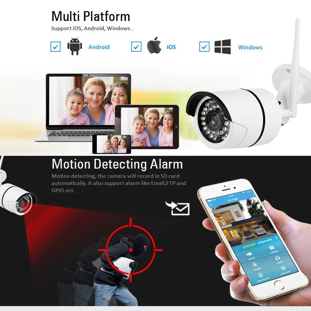 1080P 2MP IP Камера видеонаблюдения открытый пуля с поддержкой Wi Fi Водонепроницаемый