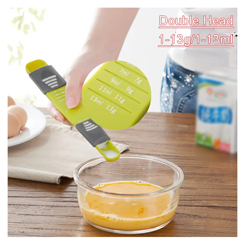 Мерная ложка с двойной головкой и шкалой 8 уровней веса регулируемая по объему