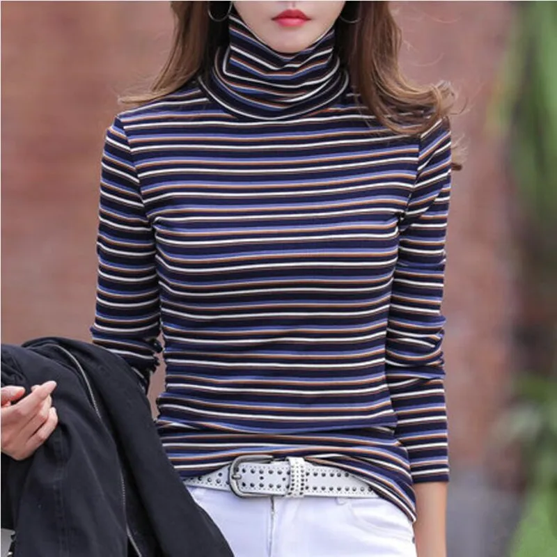 Женская футболка с длинным рукавом хлопковая водолазка зимняя теплая