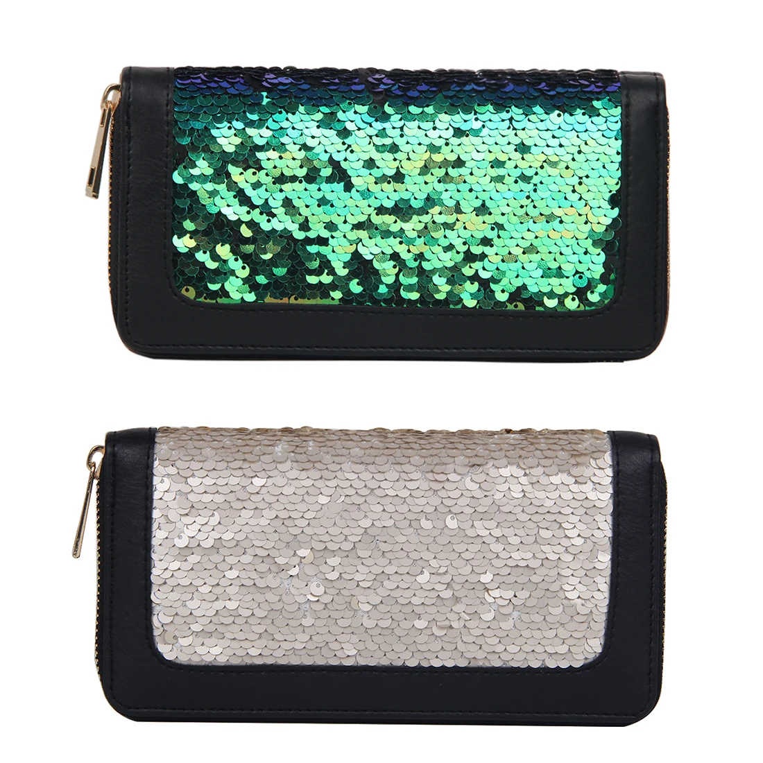 Женский Длинный кошелек из ПУ кожи на молнии с блестками|wallet pu leather|wallet pupurse card holder