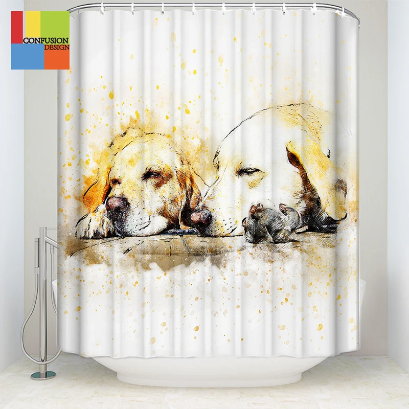 Водонепроницаемая занавеска для душа Полиэстеровая ткань ванны с принтом