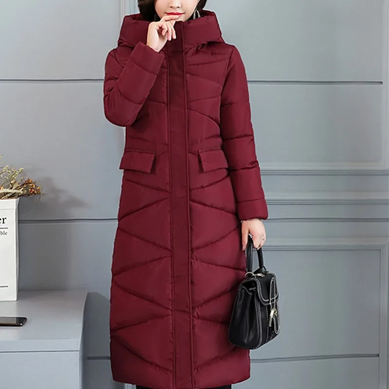 Neploe однотонное длинное тонкое зимнее пальто с капюшоном толстая теплая куртка