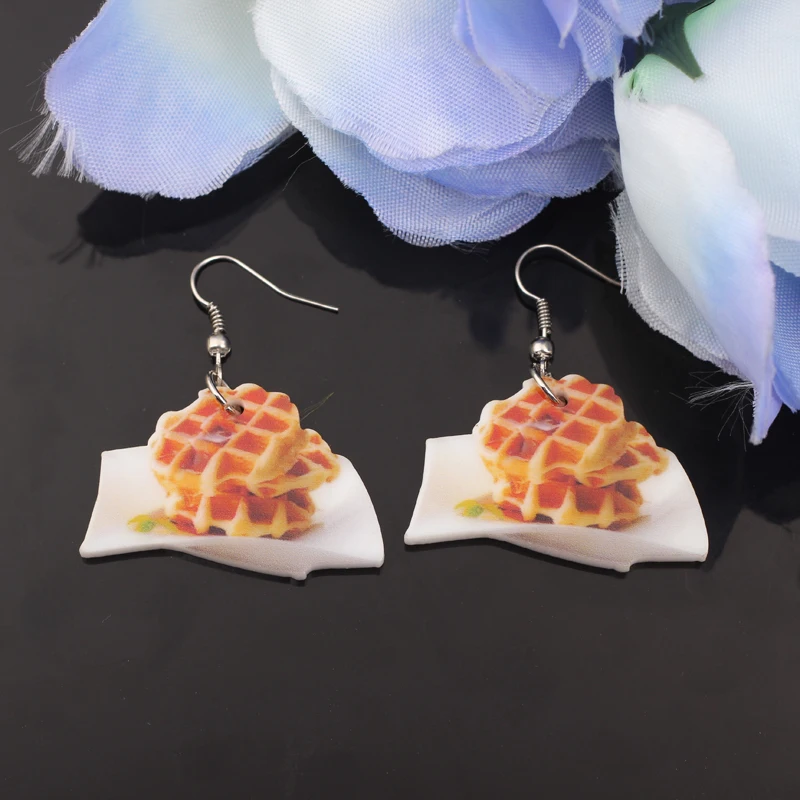 Ожерелье-подвески на тему клубники из печенья, цветного дизайна, 2014 года, очаровательный акриловый дизайн летнего стиля для девочек - "1 пара забавных сережек-капельниц из еды".