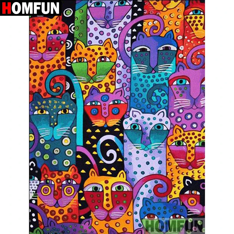 Алмазная живопись HOMFUN Кот из мультфильма картина с полными квадратными/круглыми