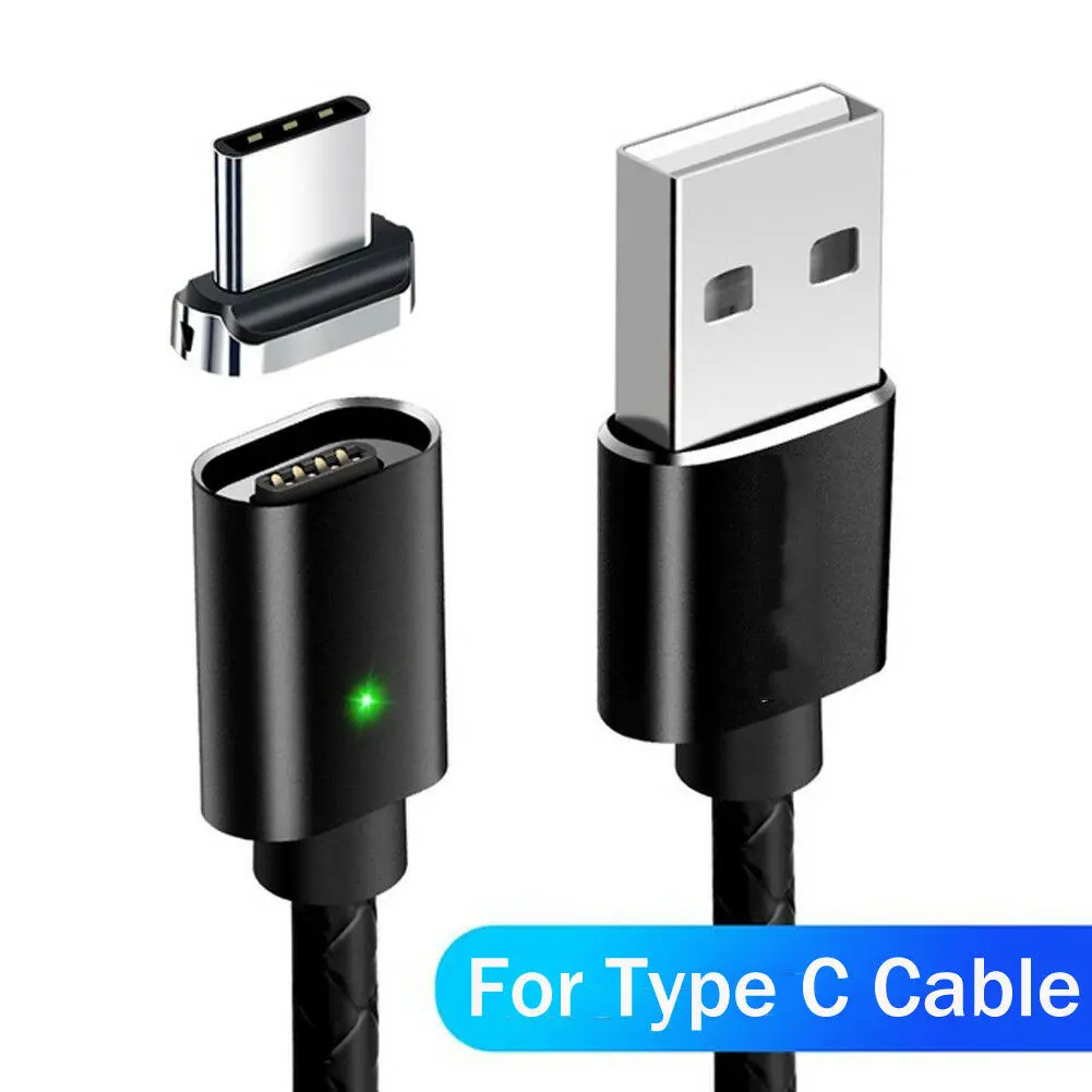 Черный Магнитный usb-кабель 3 А кабель для быстрой зарядки USB type C Магнитный зарядный кабель Micro usb для зарядки и передачи данных кабель для мобильного телефона USB шнур - Цвет: Черный