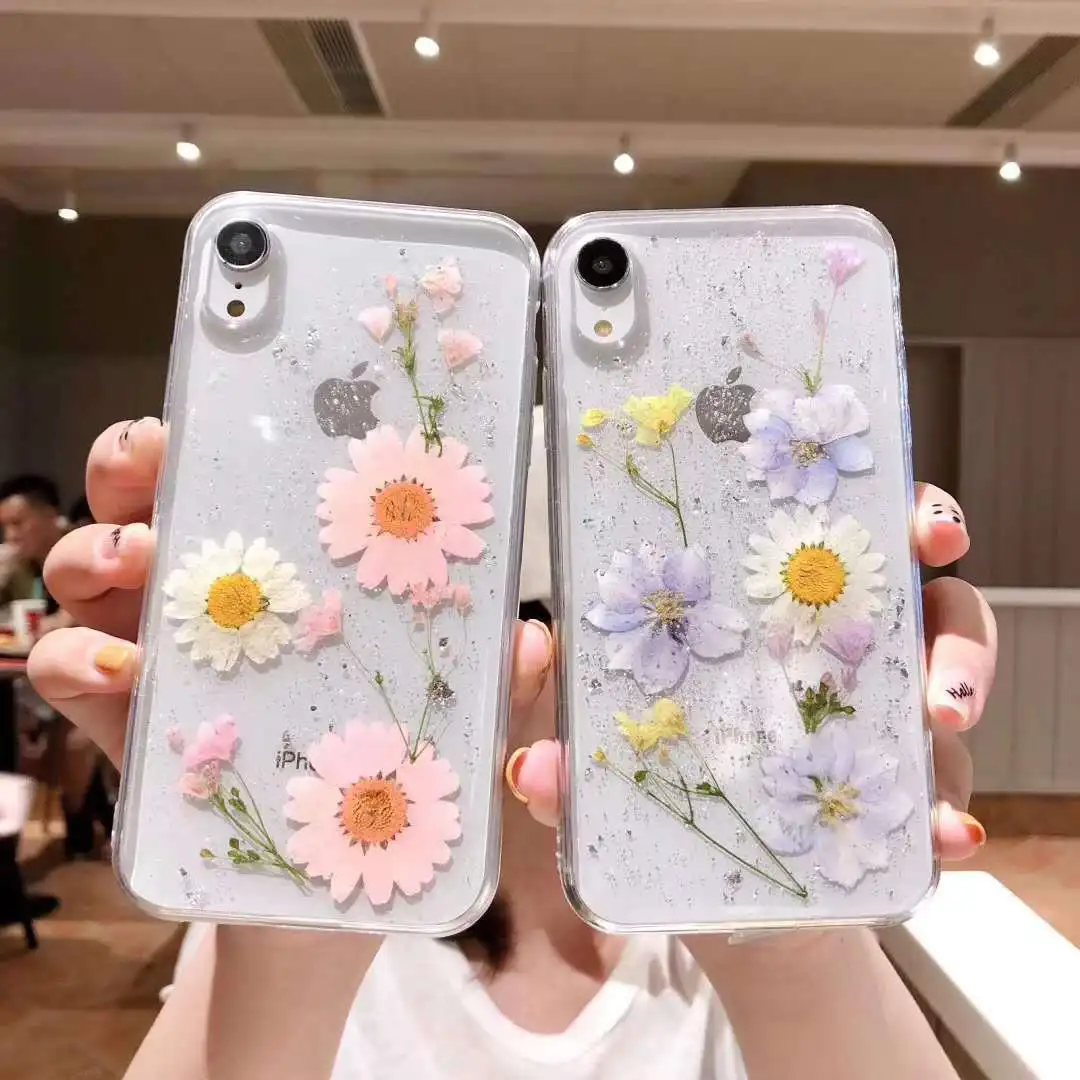 Мягкая задняя крышка из ТПУ с натуральными цветами для iphone X 6 6S 7 8 plus прозрачный