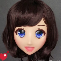 ouzha 03japan anime kigurumi masks cosplay kigurumi cartoon character role play half head lolita doll mask with eyes and wig