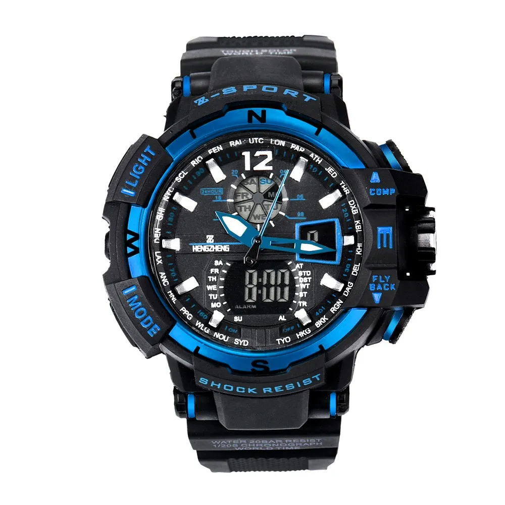 Blue Новое поступление relogio masculino роскошные спортивные мужские часы G цифровой шок военный армейский спортивный светодиодный водонепроницаемый наручные часы для мужчин s - Цвет: Blue