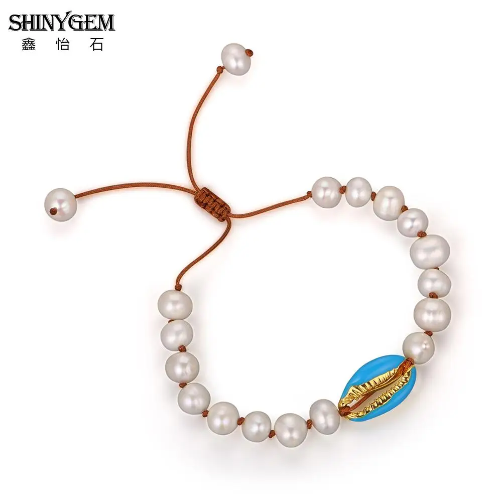 ShinyGem искусственный Seashell браслет с подвесками Ручная работа в богемном стиле