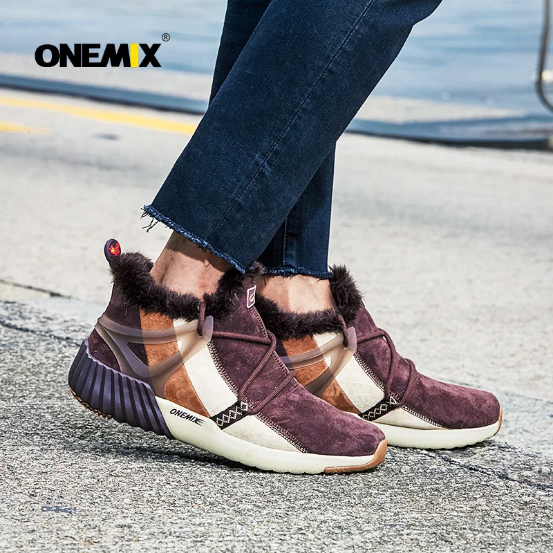 

ONEMIX New Winter Men's Boots Warm Wool Sneakers Outdoor Unisex Athletic Sport Shoes Comfortable Running Shoes Sales
