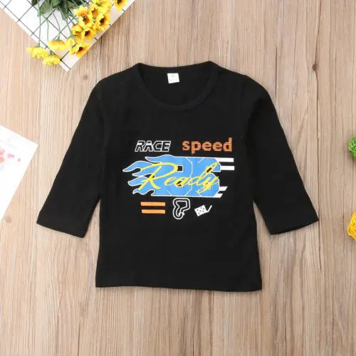 Новинка 2018 классные топы с надписью для маленьких мальчиков футболка длинным