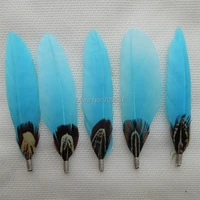 20pcslot8cm light blue goose wing feathersgoose quill feathersringneck feathers with spring fasteners for jewelry making