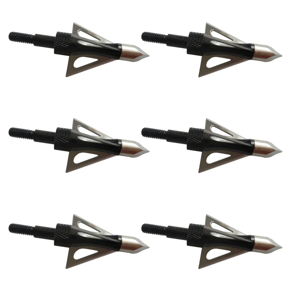 

6Pcs Black Chase Broadhead 2 Blade 100Grain Screw on/off Tips for Carbon/Fiberglass/Aluminum Arrows Hunting
