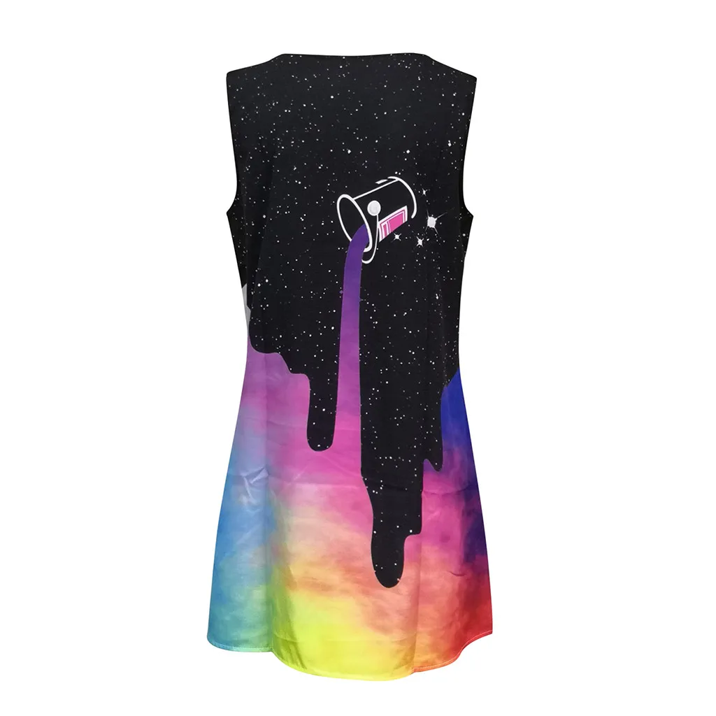 Женское летнее платье винтажное Бохо без Рукавов Пляжная одежда мини для