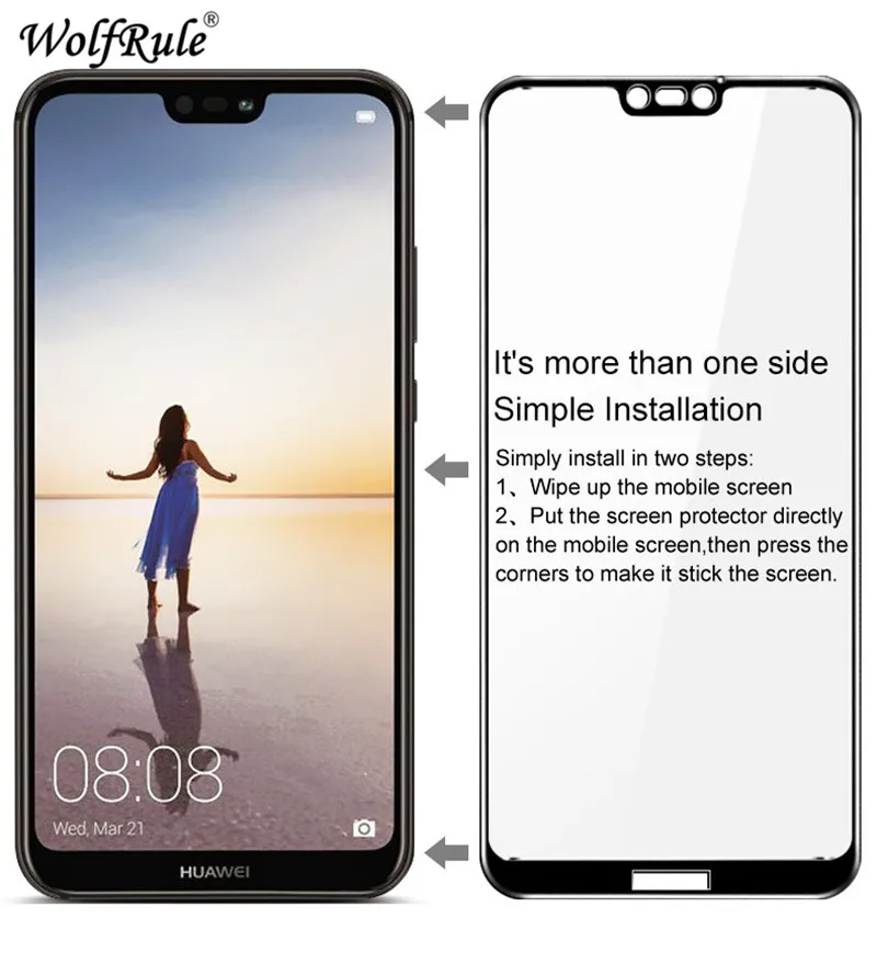 Pel&iacute;cula protectora de pantalla para Huawei p20 Lite, vidrio templado 2.5D, cubierta completa, Nova 3E, 2 uds.-1
