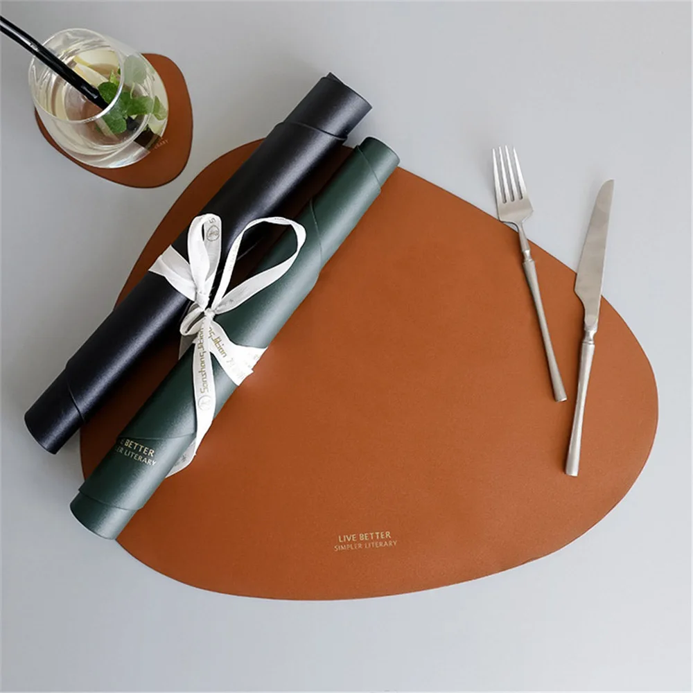 Креативный кожаный коврик для обеденного стола с позолоченными буквами