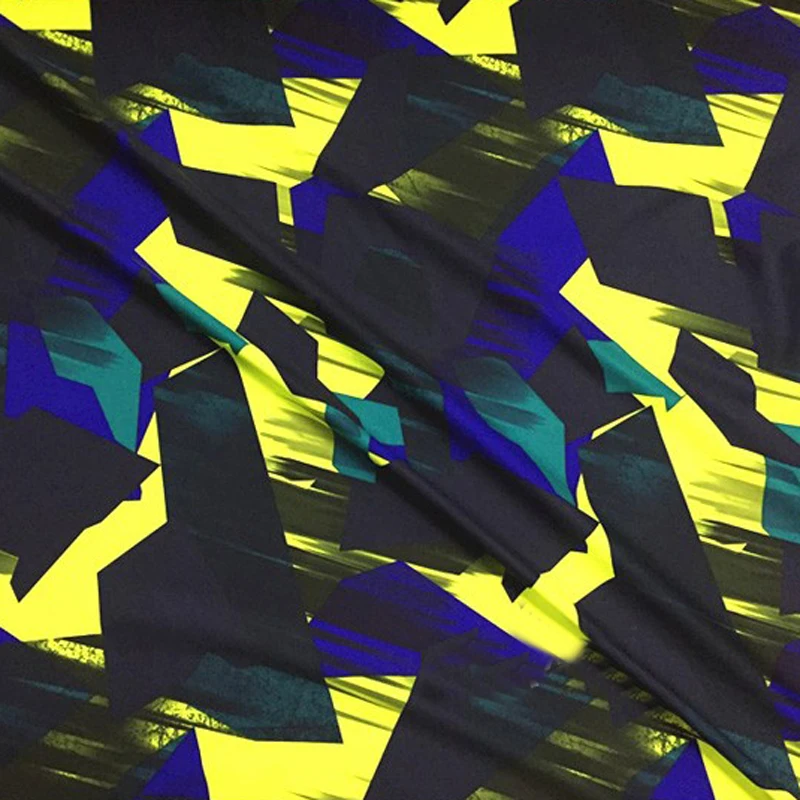 Полиэстер спандекс Блестящий геометрический материал неоновая Спортивная