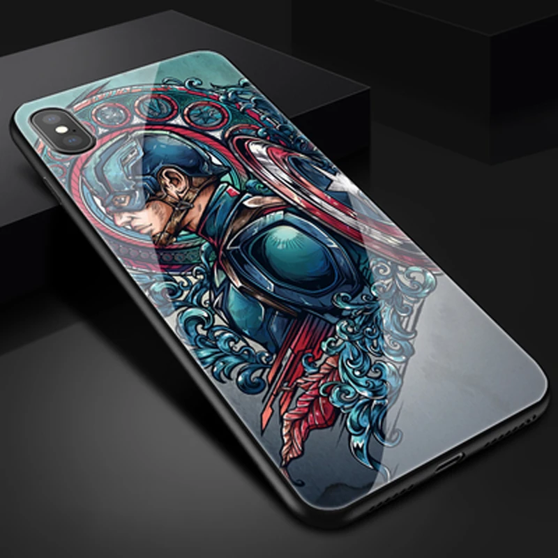 Чехол для телефона Marvel American Captain Apple XS max/XR с защитой от падения из стекла DC Comics