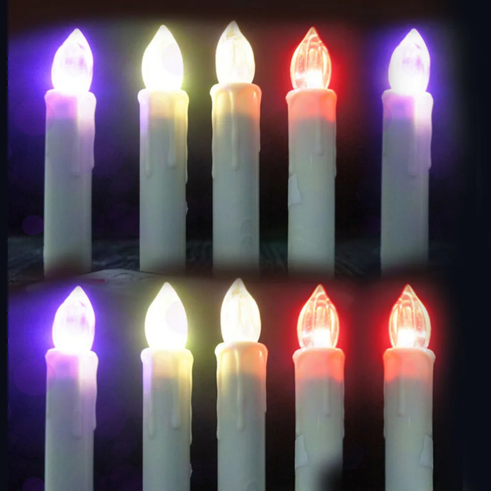 10 шт./набор беспламенные светодиодные свечи на батарейках|flameless led|colored candleled color