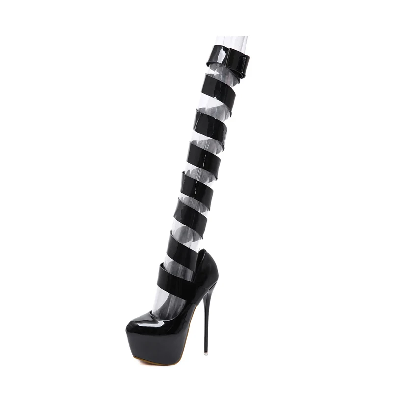 Пикантные туфли лодочки на высоком каблуке 16 см с ремешком щиколотке женская