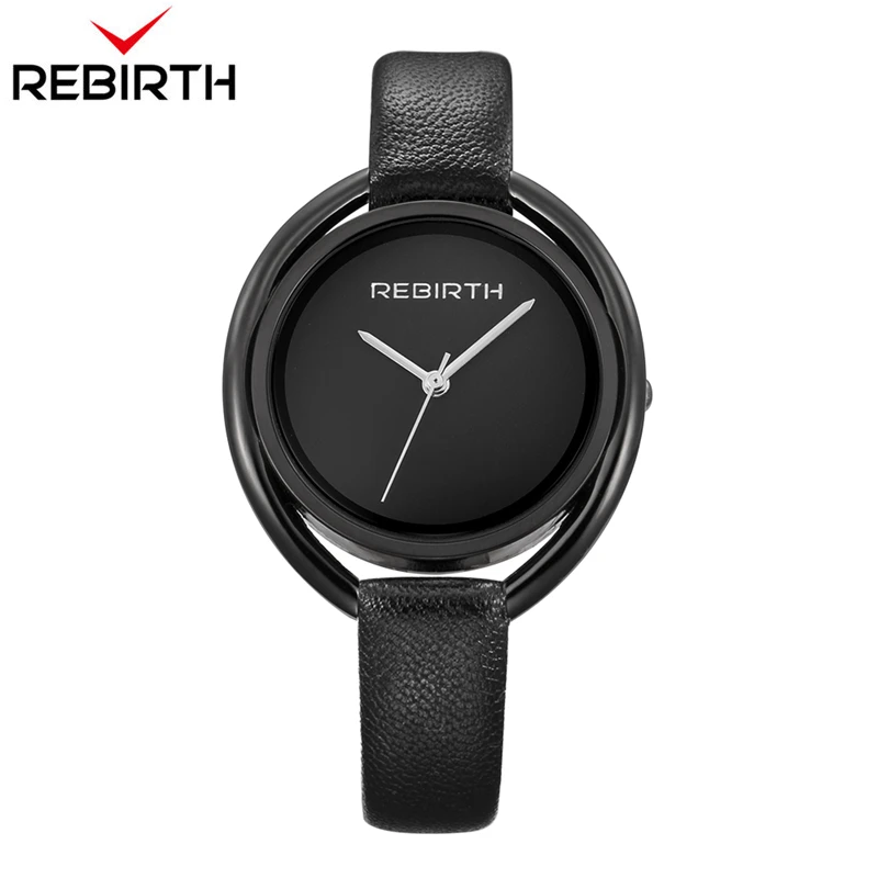 Женские наручные часы REBIRTH кварцевые с кожаным ремешком роскошные браслет