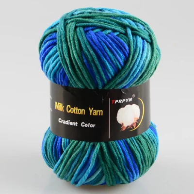 07 blue green camou 100 г = 1 шт. цветная молочная хлопковая пряжа, смешанная пряжа для вязания крючком, вязаный свитер, шарф, 7 шт - Цвет: 07 blue green camou