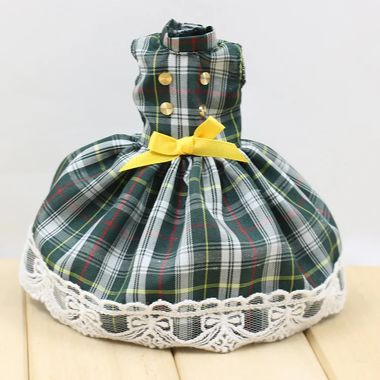 Doll Dress 1 шт., модное платье для 1/6 года, кукла BJD, зеленое клетчатое кружевное платье без рукавов для самостоятельного изготовления, платье принцессы, оригинальные аксессуары для кукол - Цвет: Doll Dress