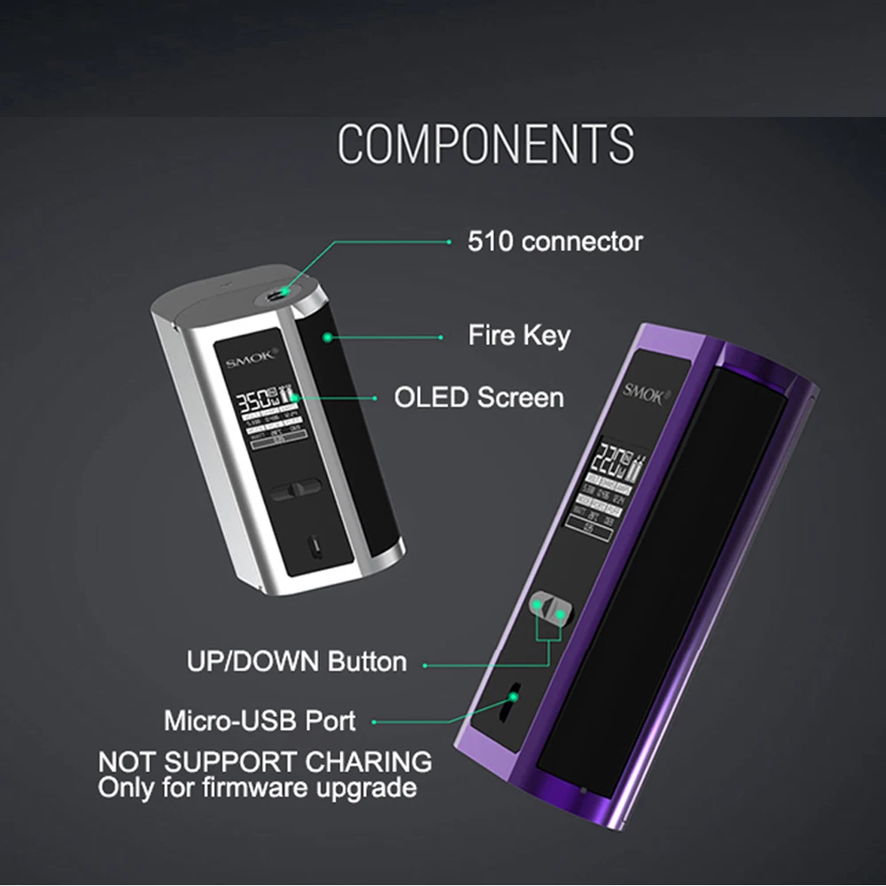 Оригинальный SMOK GX2/4 TC vw электронная сигарета MOD 350 Вт 220 коробка мод мощный 18650