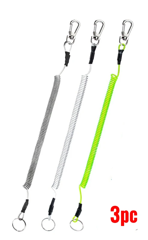 3pcs Модная эластичная катушка растягивающаяся цепочка для ключей кольцо для рыбалки застежка-крючок запираемый шнур для ключей koord Sleutel для мужчин - Цвет: 3pcs