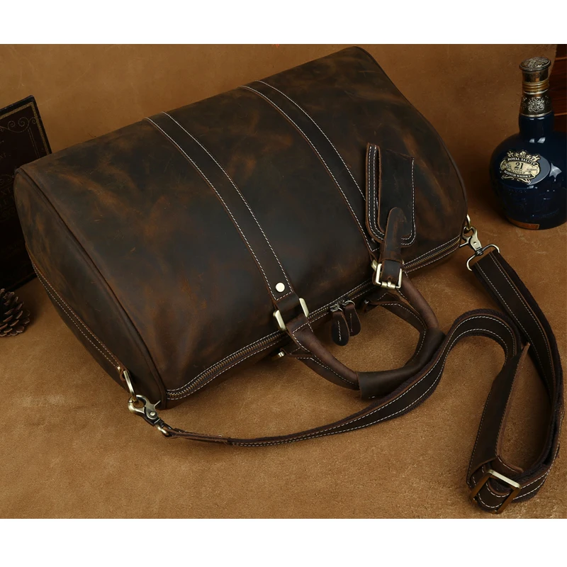 Роскошные кожаные мужские дорожные сумки Tiding ручной работы Crazy Horse Женская