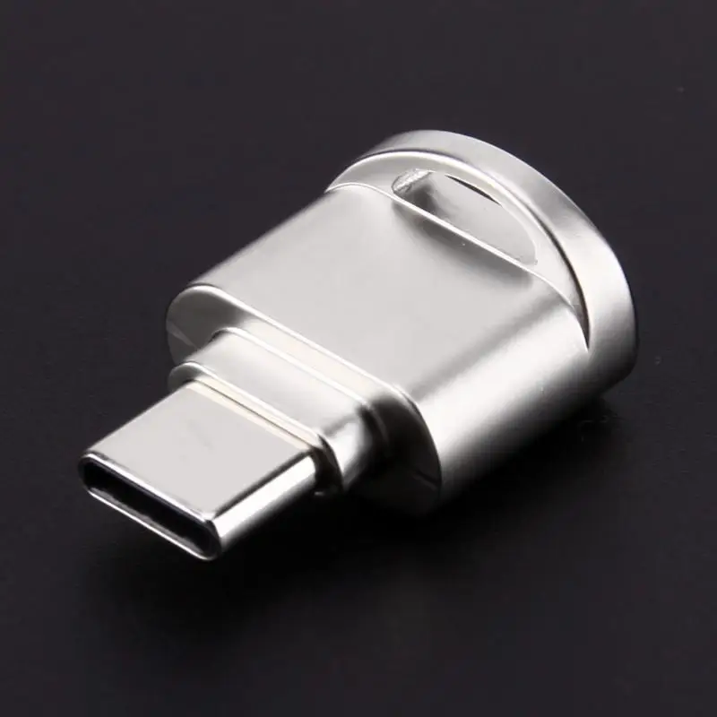 Мини металлический считыватель карт type-C портативный брелок для ключей USB 3,1 type C Micro SD TF карта памяти OTG для мобильного телефона