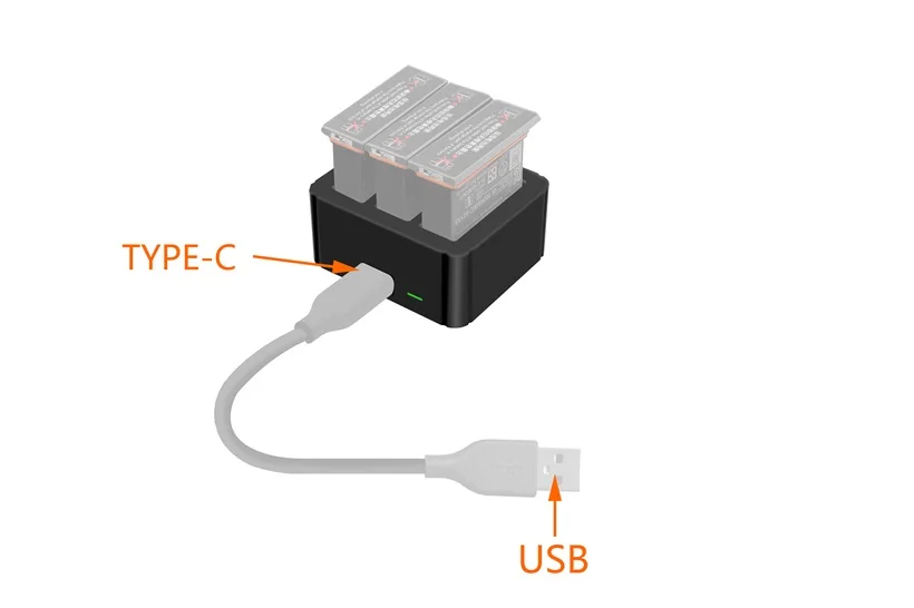 TYPE-C зарядное устройство для DJI Sport camera OSMO ACTION charger для литиевых аккумуляторов емкостью 1300 мАч